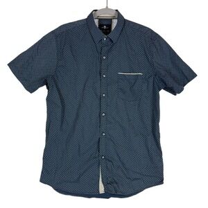 Craft Flow Shirt Mens Medium Blue Geometric Short Sleeve Button Up Casual